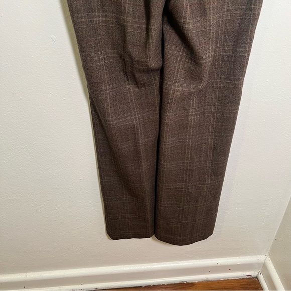 Express Design Studio Editor Dress Pant Trousers Brown Plaid 6 - Picture 7 of 9